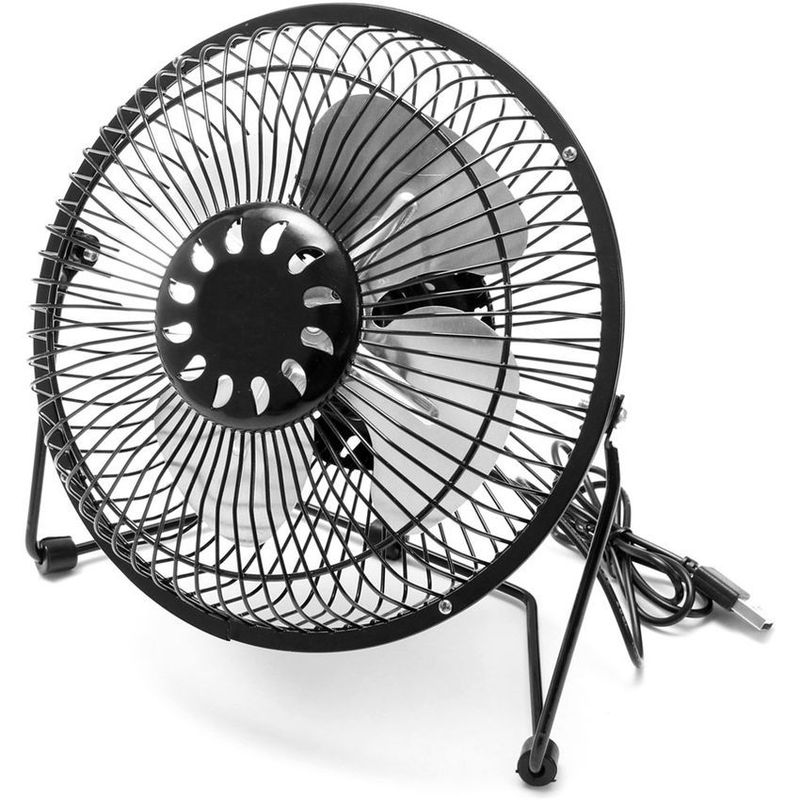 DANKI - Mini Ventilador 6 pulgadas Pc Silencioso Metálico Usb Portátil Negro