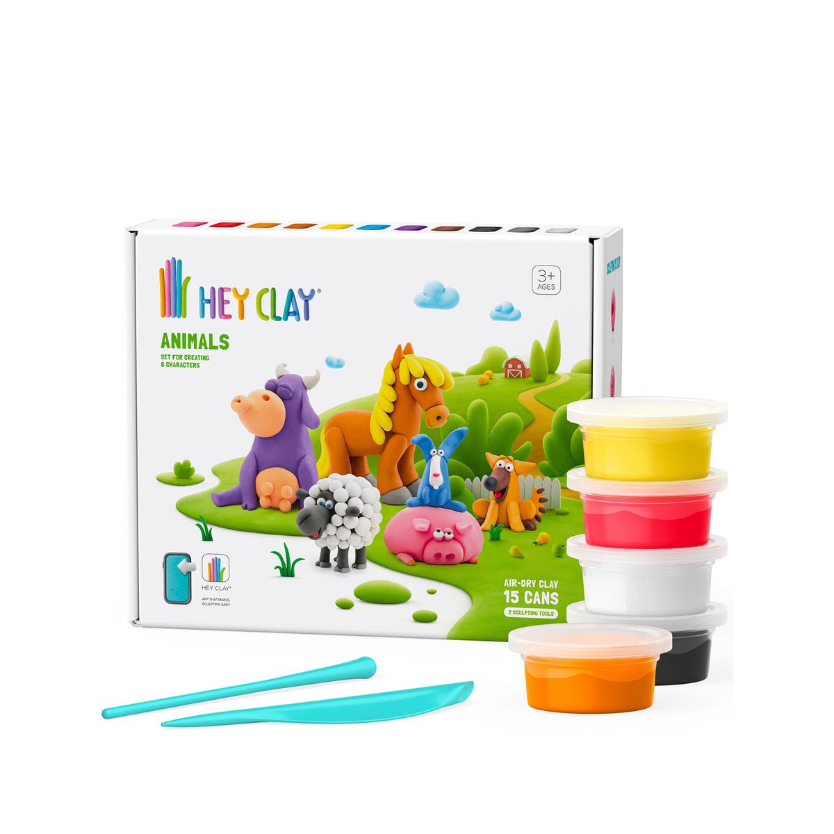 TOY LOGIC - Set Masa Moldeable Hey Clay Animales x 15 Envases