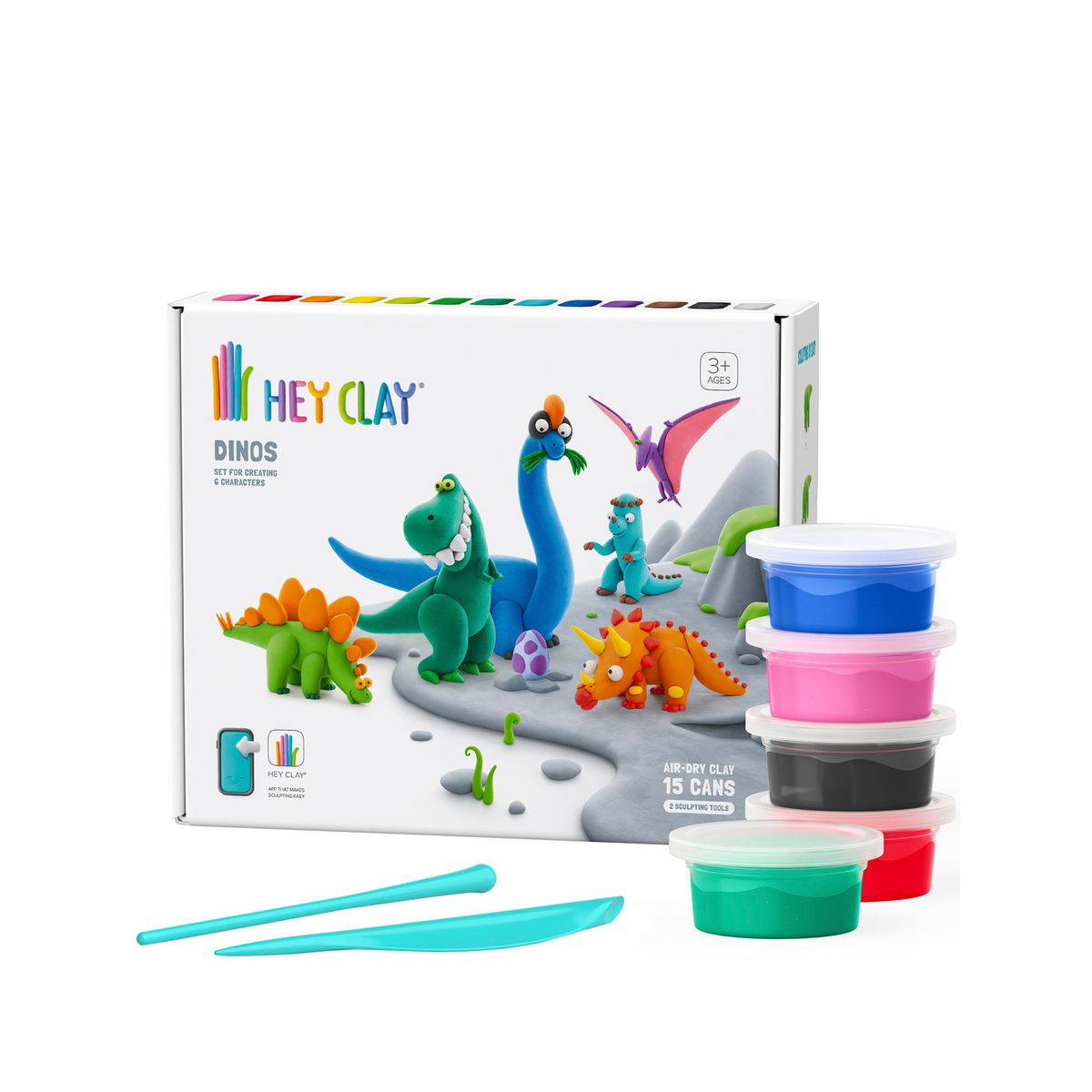 TOY LOGIC - Set Masa Moldeable Hey Clay Dinosaurios x 15 Envases