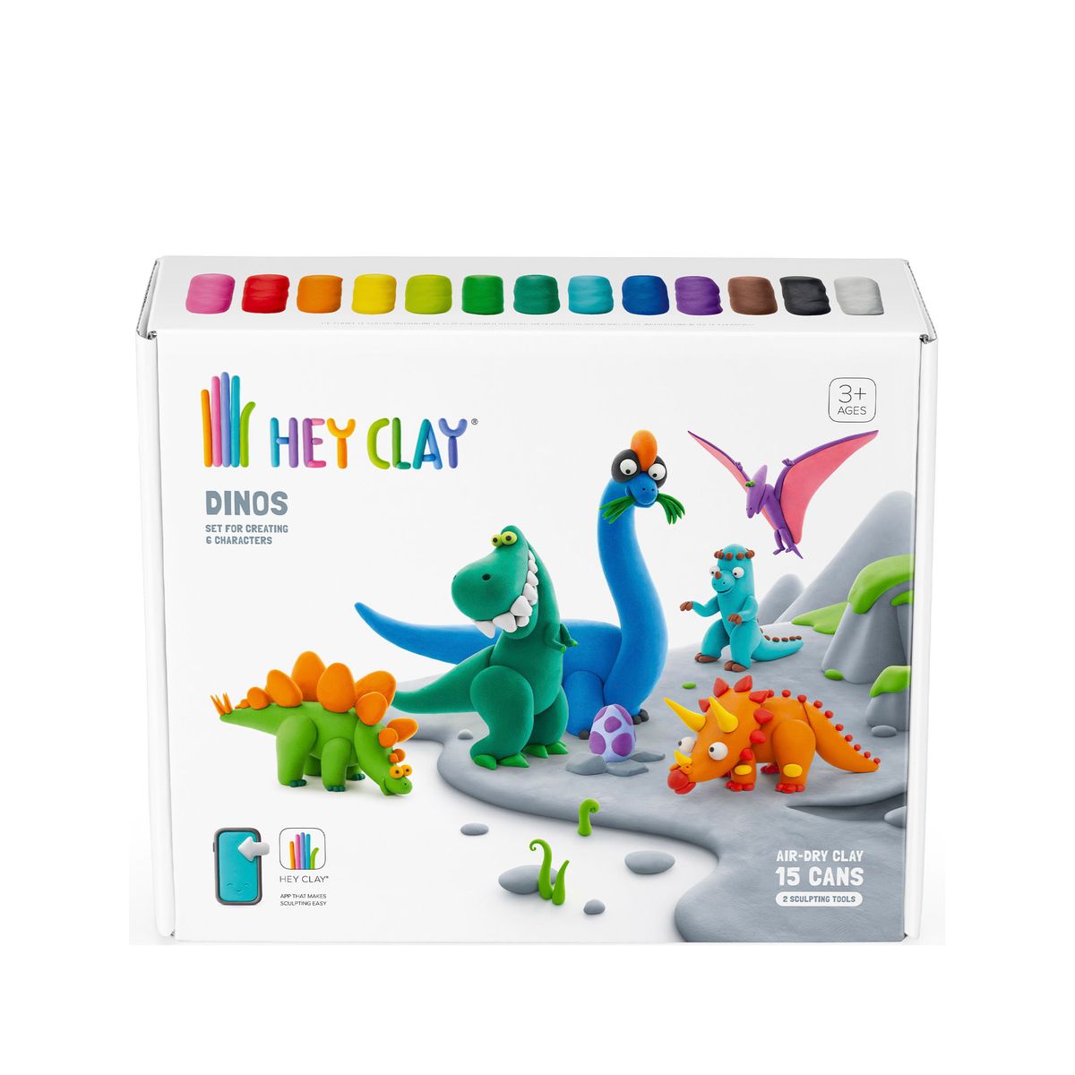 TOY LOGIC - Set Masa Moldeable Hey Clay Dinosaurios x 15 Envases