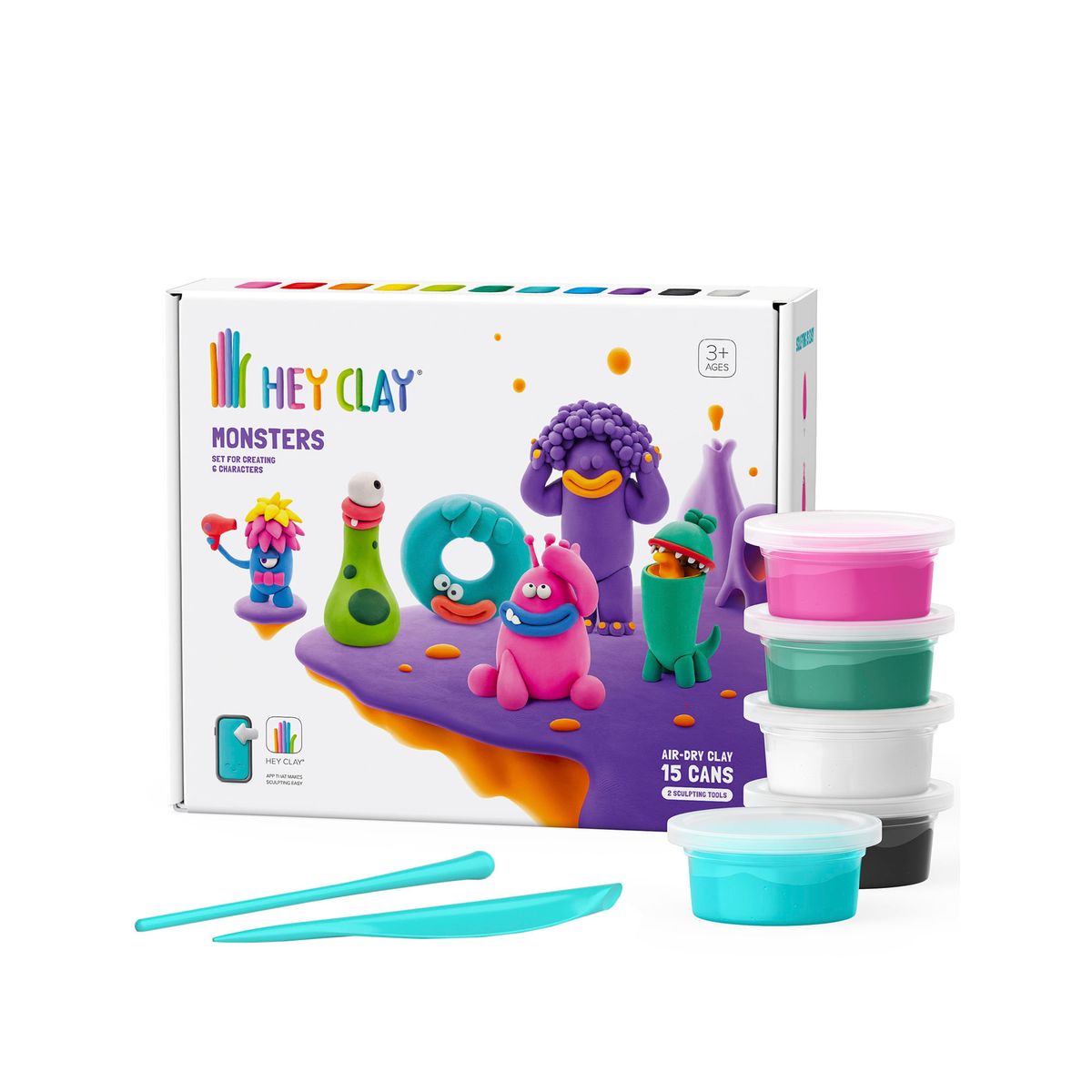 TOY LOGIC - Set Masa Moldeable Hey Clay Monstruos x 15 Envases