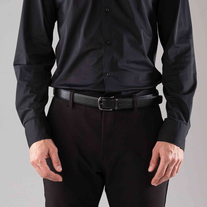 MARIO HERNANDEZ - Cinturón Casual Salvador Negro Borgoña
