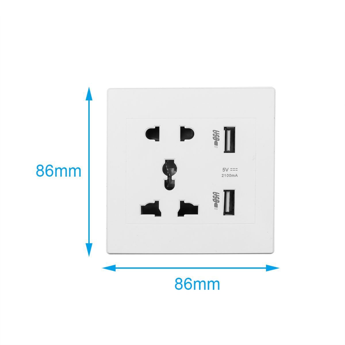 GENERICO - Toma Corrientes Universal Blanco Usb Pared Cacc Enchufe