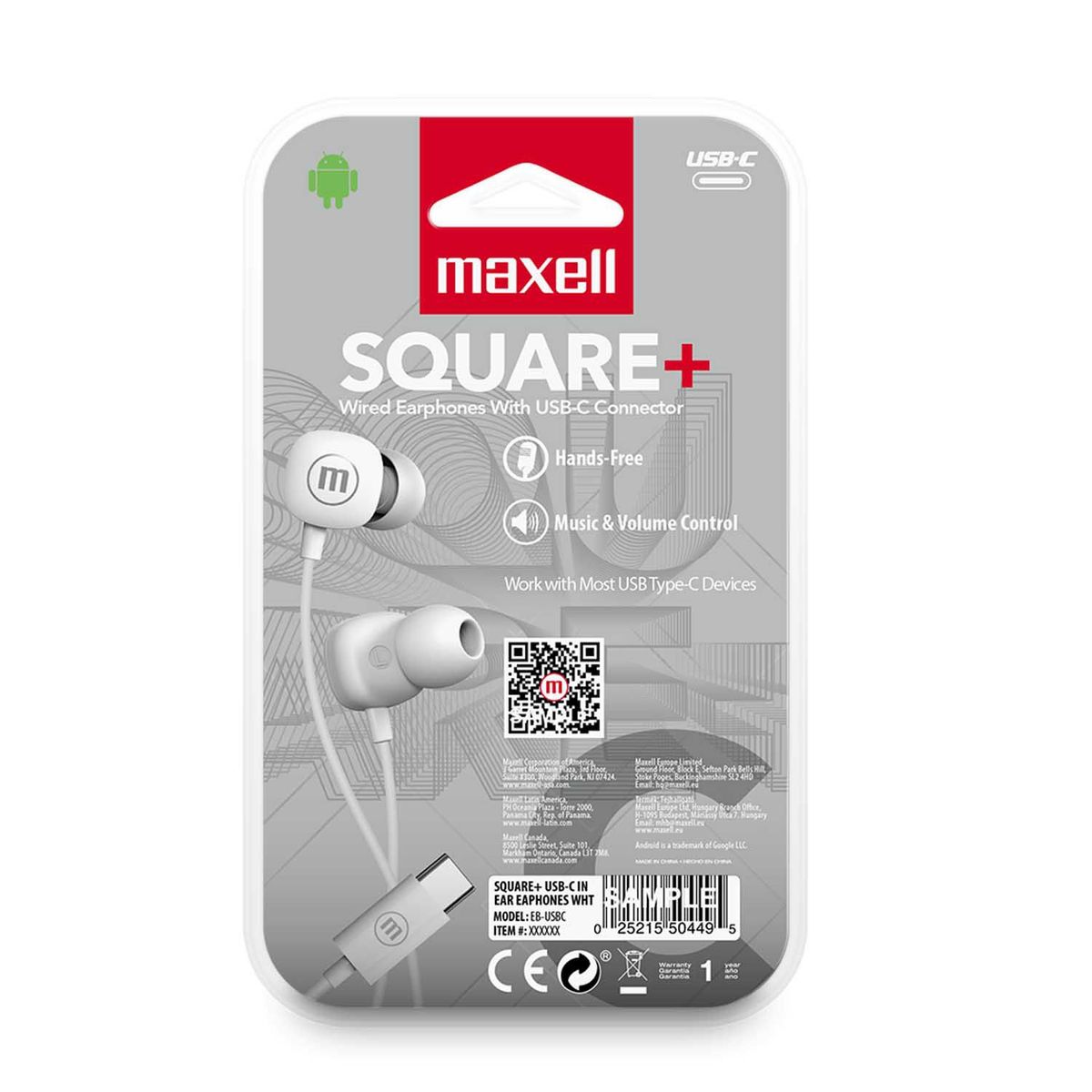 MAXELL - MAXELL  AUDIFO SQUAREUSB-C IN EAR EARPHONES WHITE