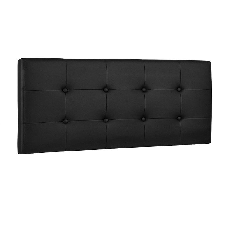 BANZAY - Cabecero Cama Semi-Doble Cuadros Ecocuero - Negro