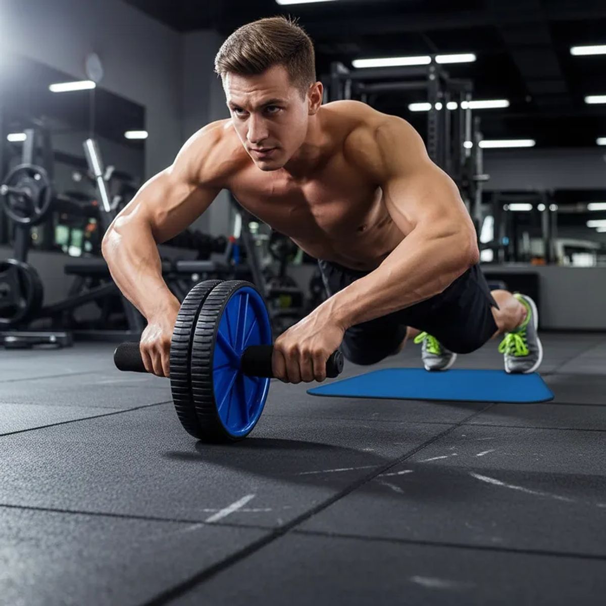 GENERICO - Rodillo Abdominal Doble Rueda +Tapete Ejercicio Abdominales Abdomen