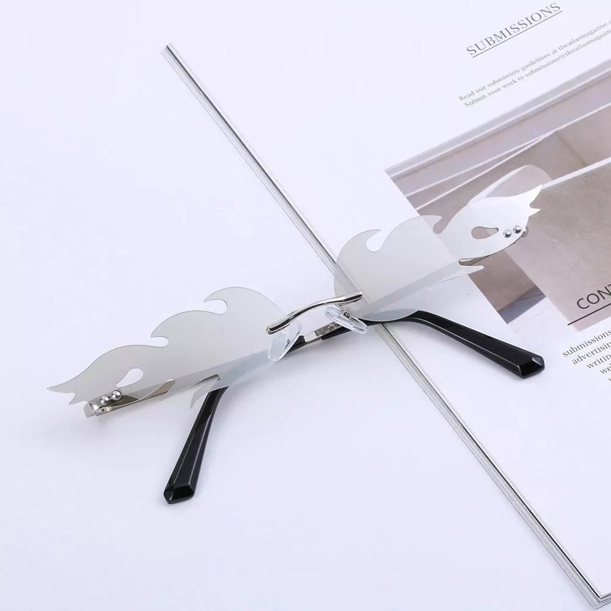 GENERAL - Gafas Llamas de Fuego Unisex Fiesta Conciertos Fotos Plata