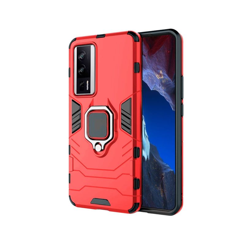 GENERICO - Funda Anti Golpes Anillo Compatible con Xiaomi Poco F5 Pro Rojo