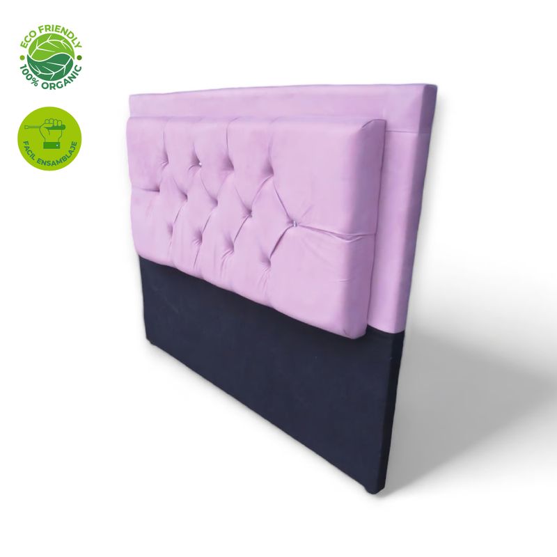GENERICO - Cabecero o Espaldar Doble de Cama Moderno Capitoneado Color Rosado