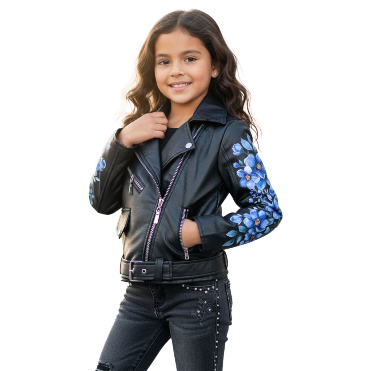 SACATE - Chaqueta para niña en cuero tex - Tipo colombiana