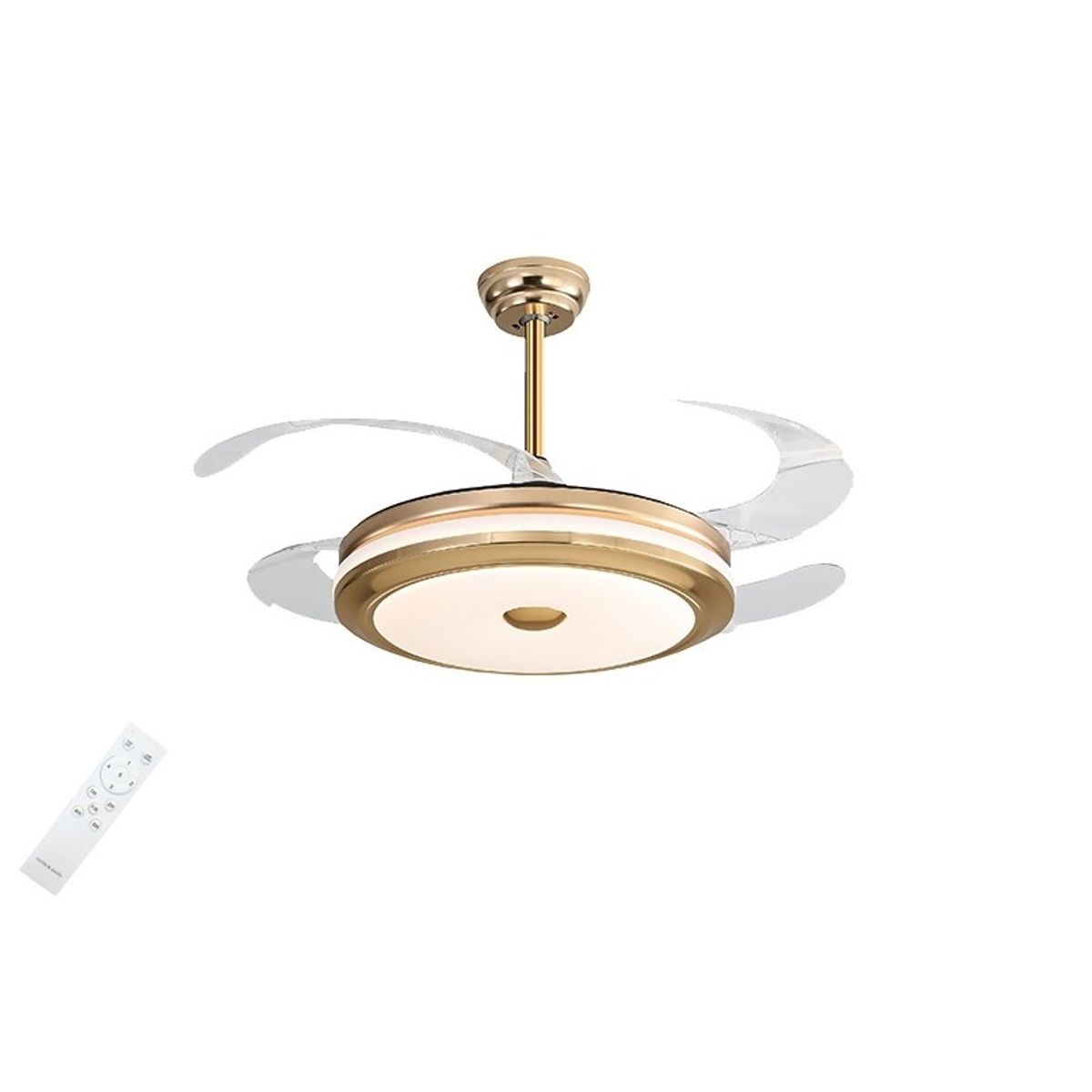 KARLUZ - Ventilador de Techo Aspas Retráctiles Control Remoto y Lámpara Karluz