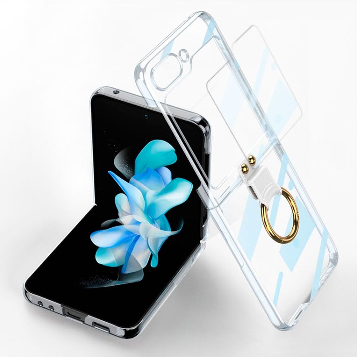 GENERICO - Funda GKK Phantom Anillo Compatible con Sam Z Flip5 Transparente