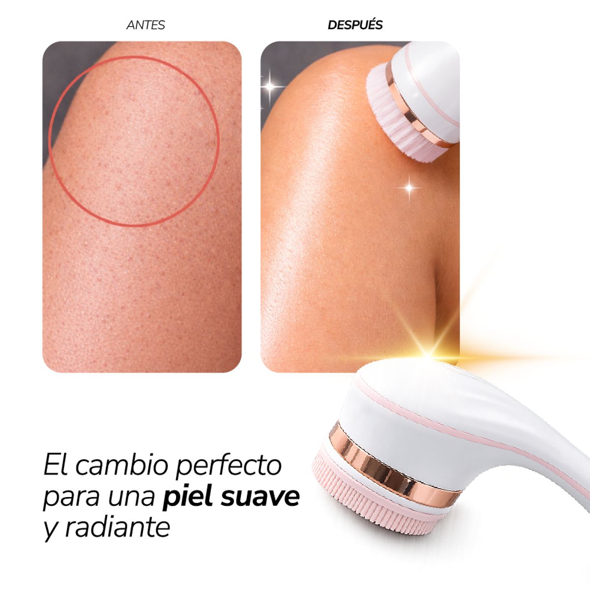 TV NOVEDADES - Cepillo Corporal Eléctrico Recargable Exfolia y Masajea Piel Suave Pure Perfection