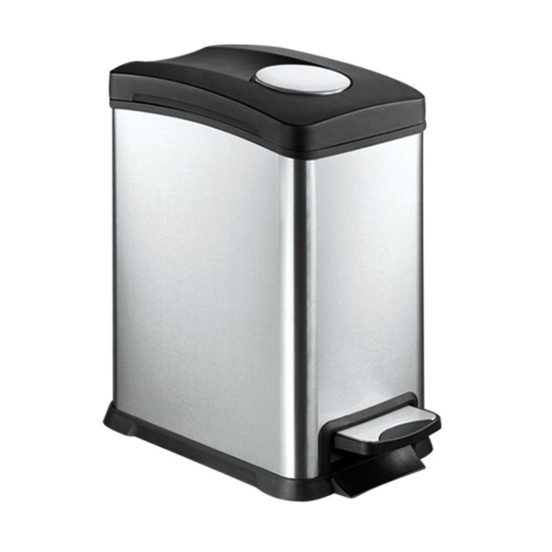 ACCESORIOS Y ACABADOS - Caneca Pedal Rectangular Aya Tapa Caída Suave 8 L Acero Inox