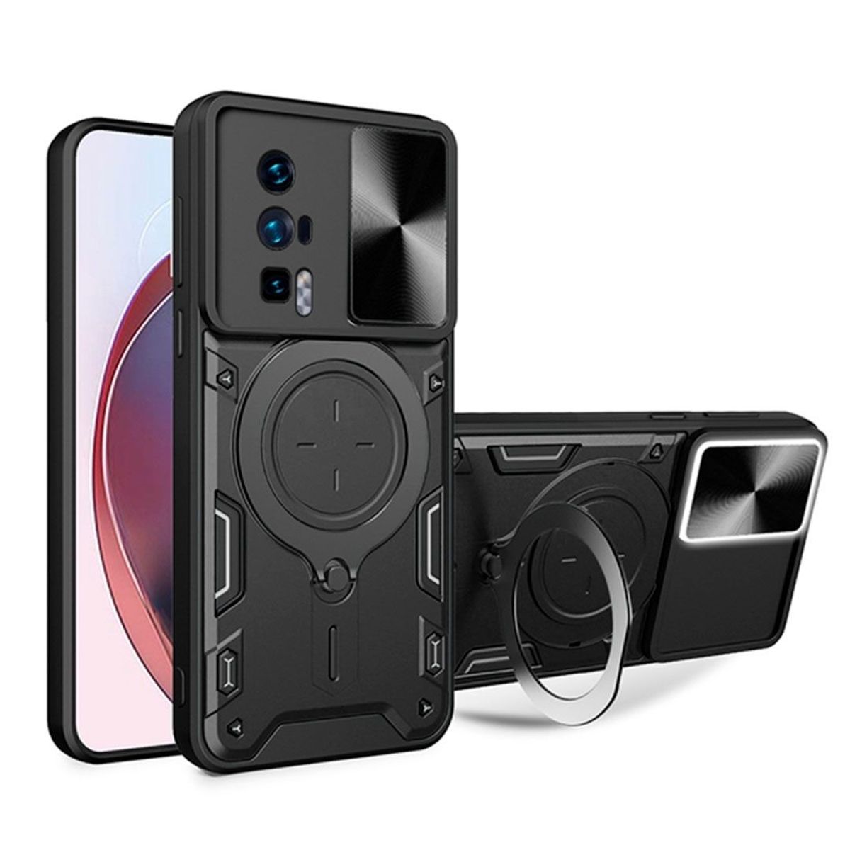 GENERICO - Funda Prot Camara Con Soporte Compatible Xiaomi Poco F5 Pro Negro