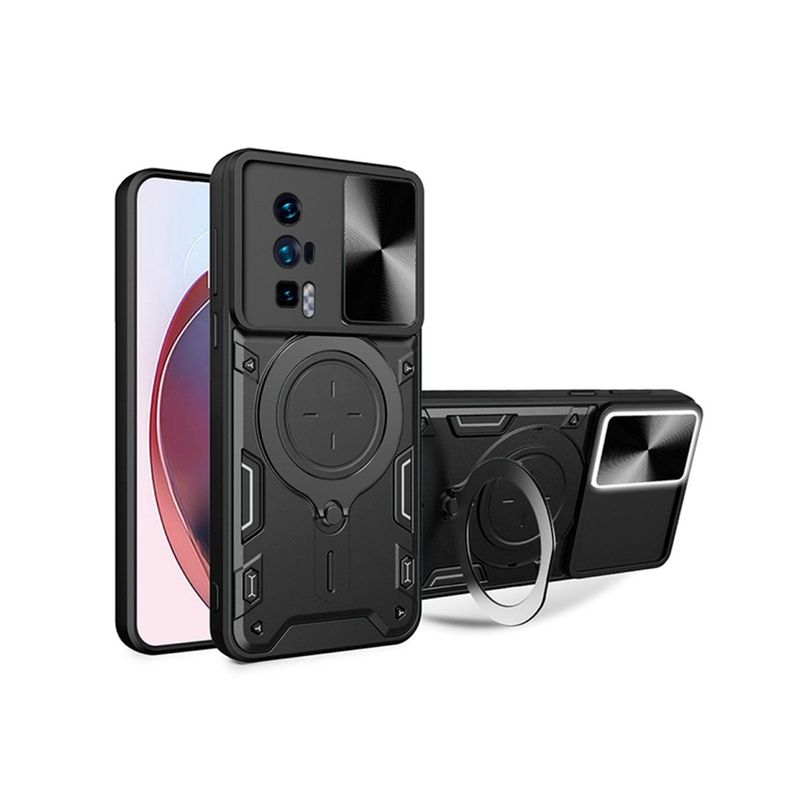 GENERICO - Funda Prot Camara Con Soporte Compatible Xiaomi Poco F5 Pro Negro