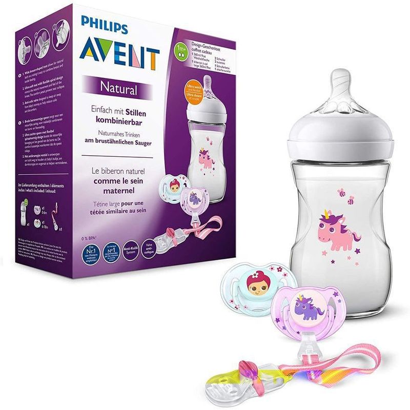 PHILIPS - Tetero Philips Avent Natural 9 Oz  set de regalo unicornio