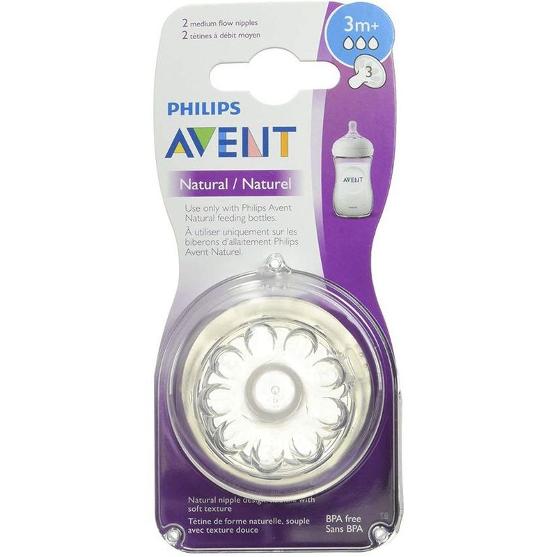 PHILIPS - Chupo natura philips avent scf043/27 tetina biberón, 3m+ flujo medio