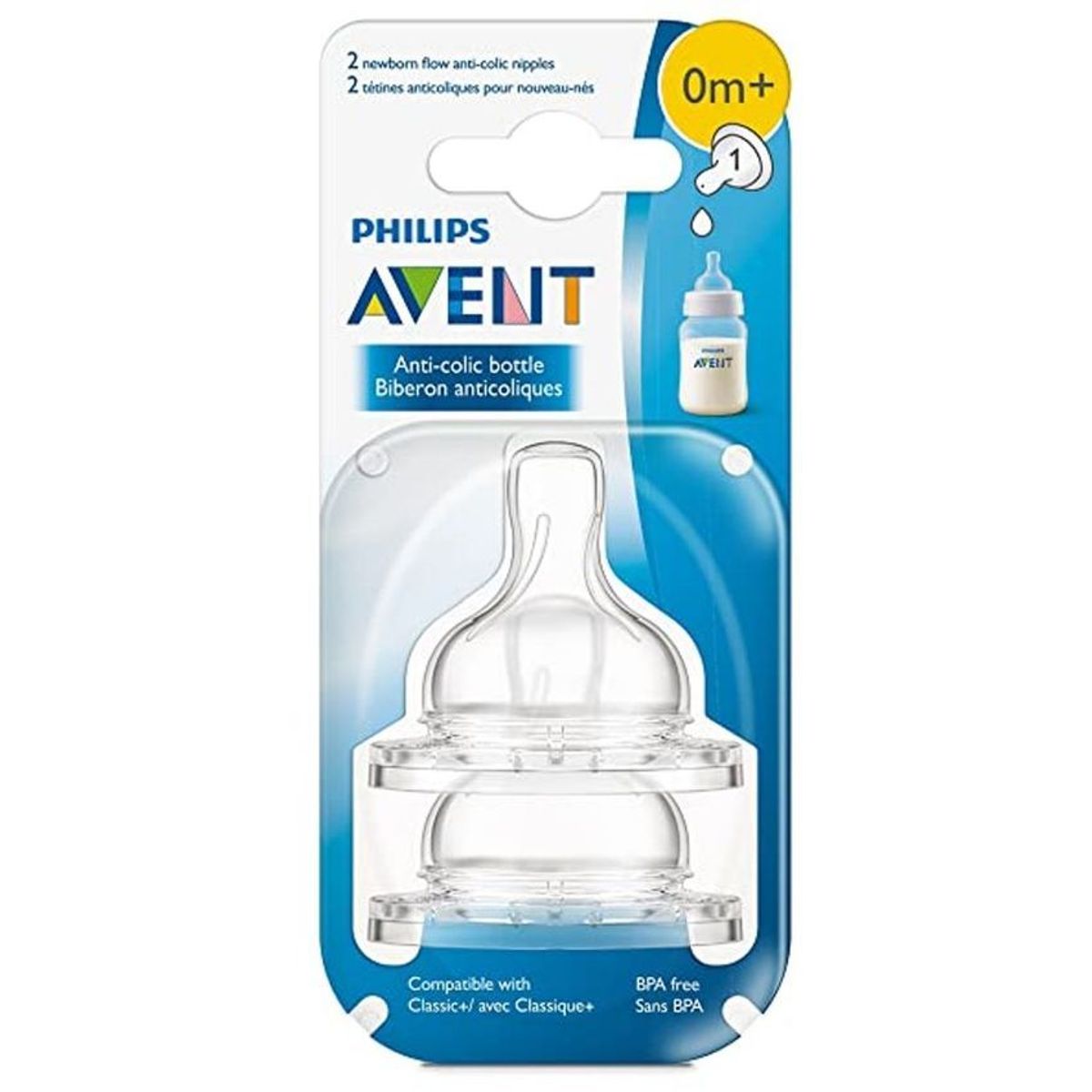 PHILIPS - Chupos tetinas teteros avent recien nacid classic anti-colico 0m+ x2