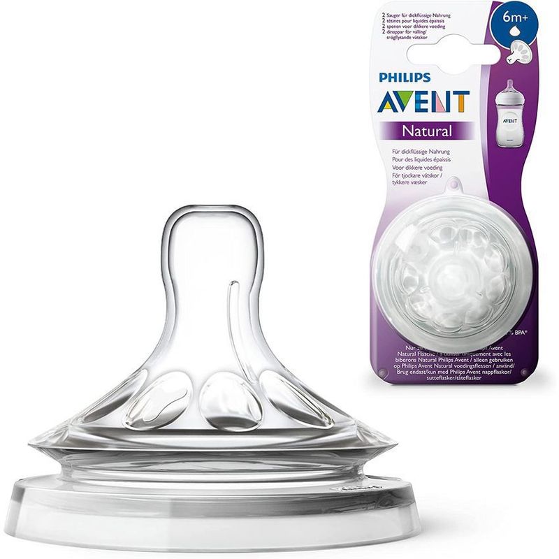 PHILIPS - Chupo natura philips avent  tetina biberón, 6m+ flujo líquido espesado