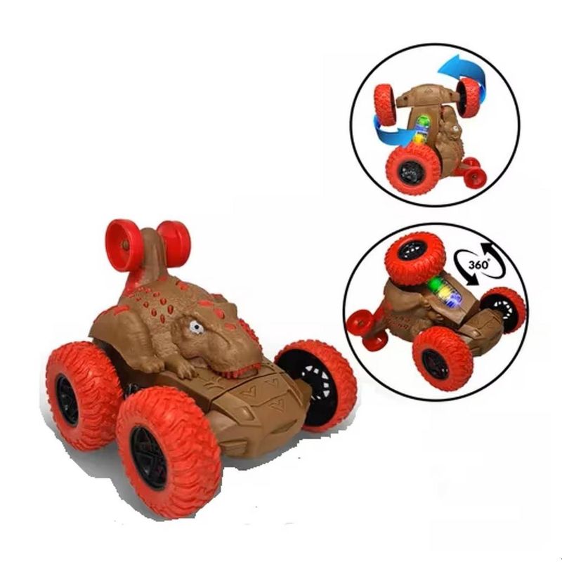DAYOSHOP - Carro Dinosaurio 360 Grados Acrobatico Luz Sonido + Bateria