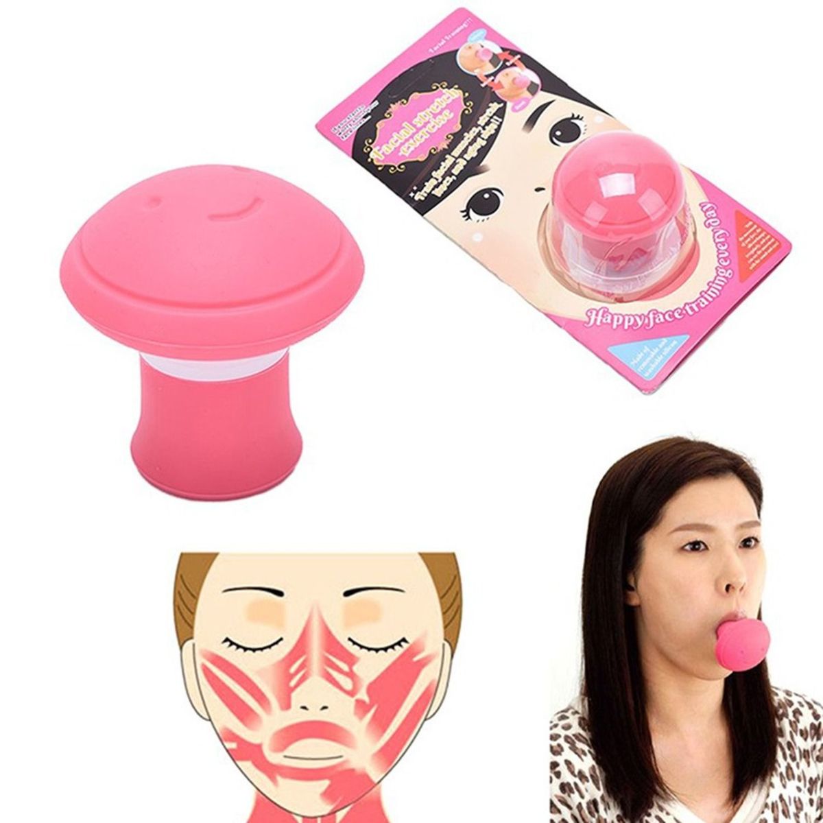 GENERICO - Ejercitador Adelgazador Facial color rosa