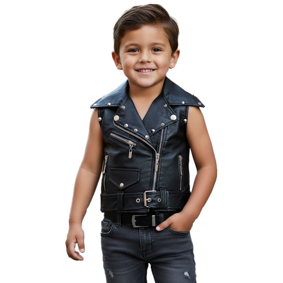 SACATE - Chaleco en cuero para niño