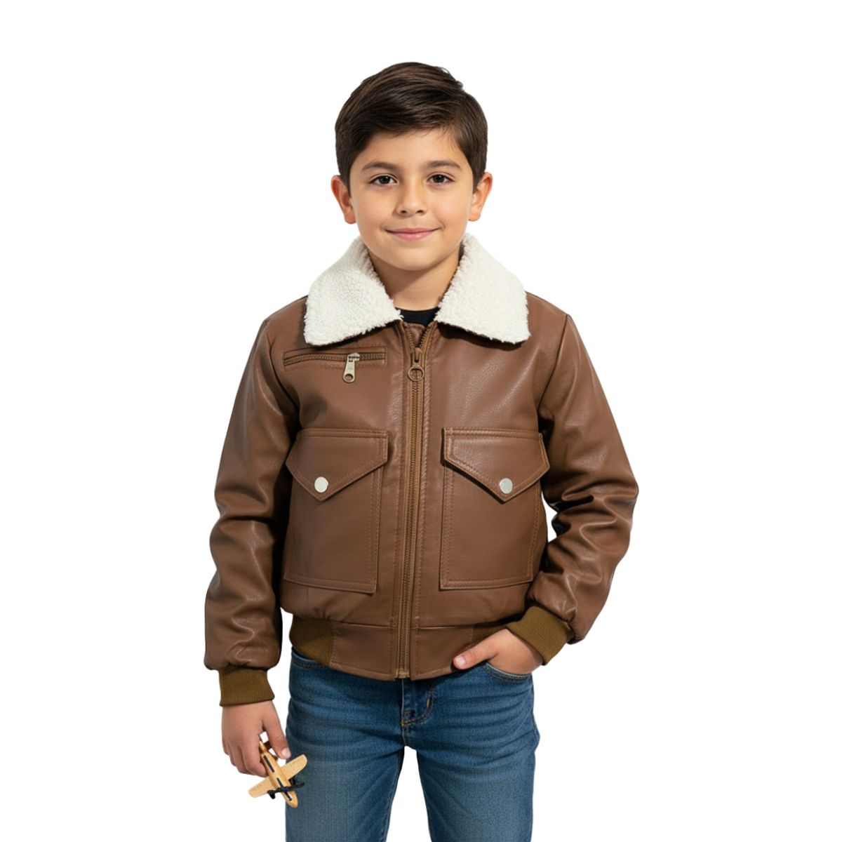 SACATE - Chaqueta piloto para niño en cuero tex