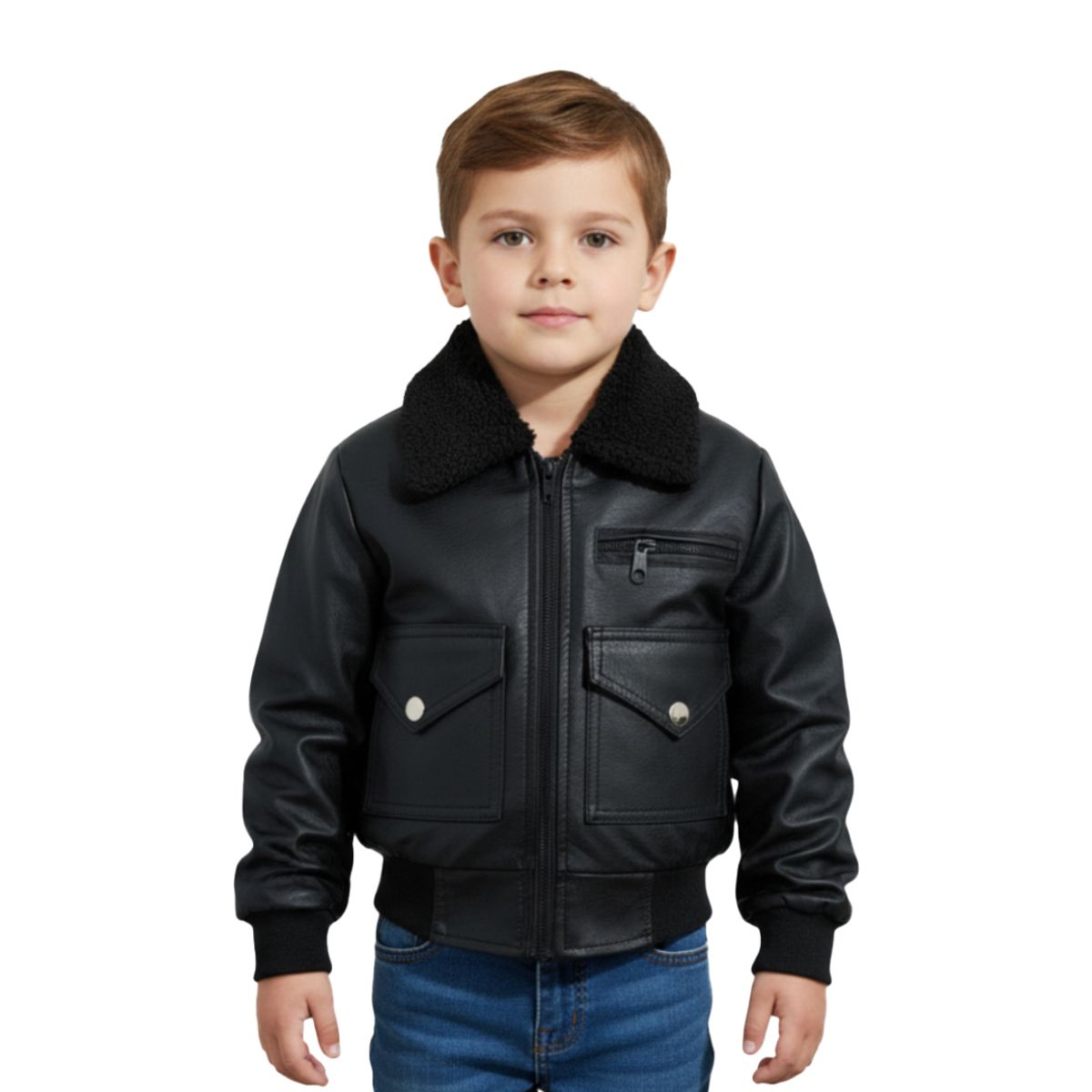 SACATE - Chaqueta piloto para niño en cuero tex