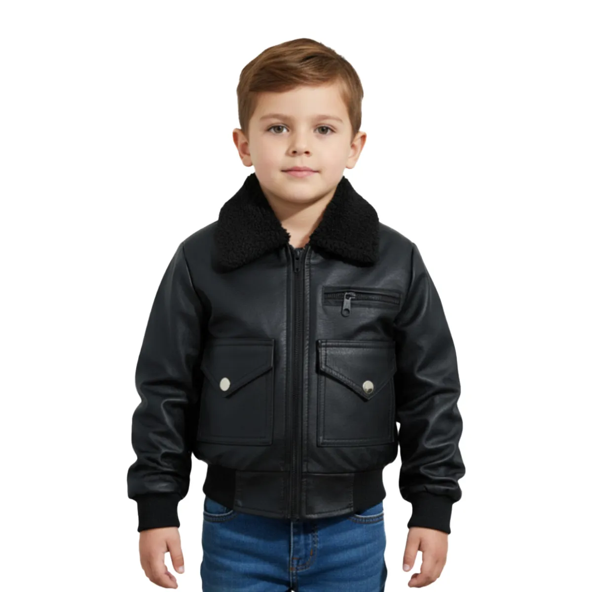SACATE - Chaqueta piloto para niño en cuero tex