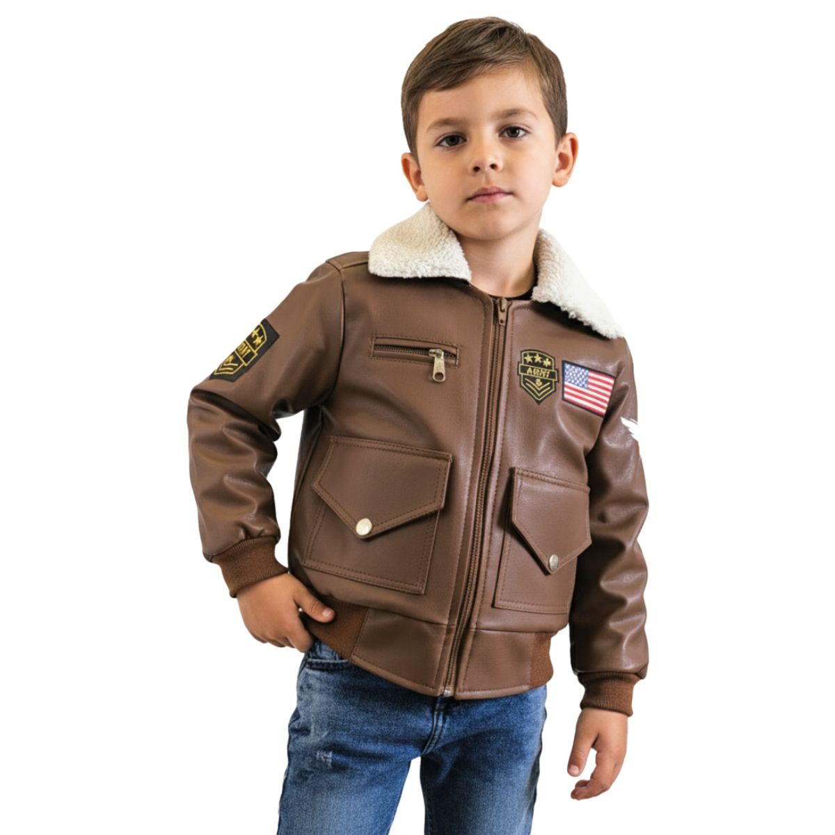 SACATE - Chaqueta piloto para niño en cuero tex - Personalizada