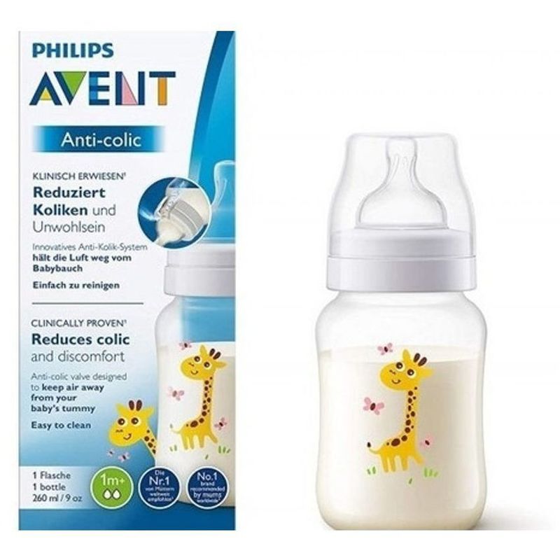 AVENT - Tetero avent classic de 260\ml 9oz anticolico  libre bpa diseño jirafa
