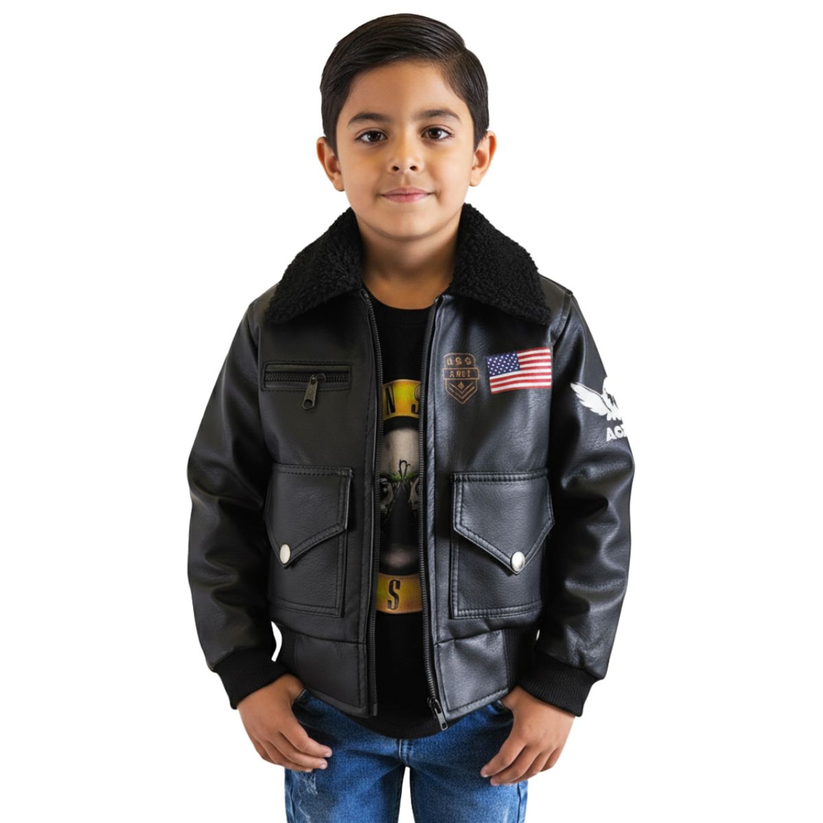 SACATE - Chaqueta piloto para niño en cuero tex - Personalizada