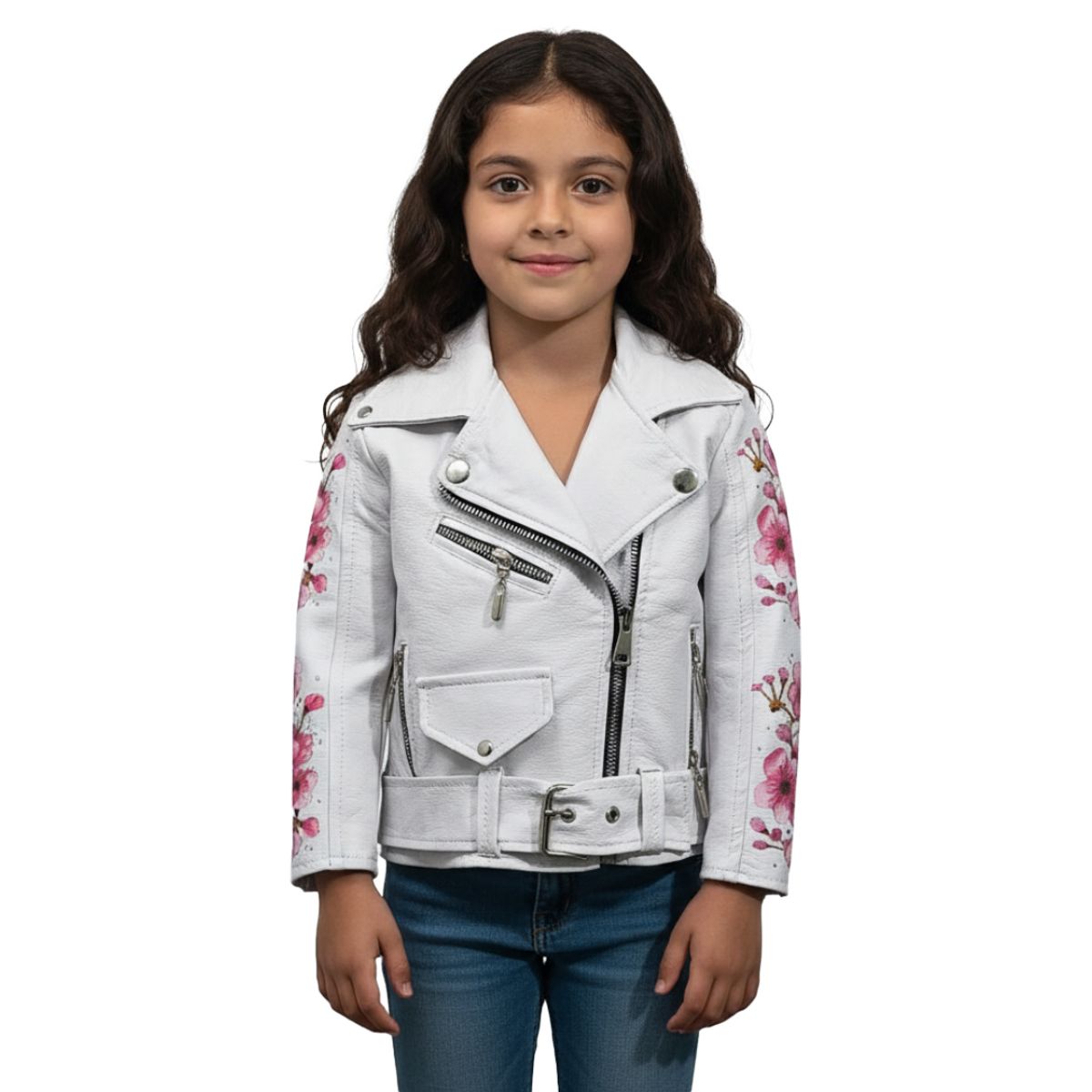 SACATE - Chaqueta para niña en cuero tex - Flores