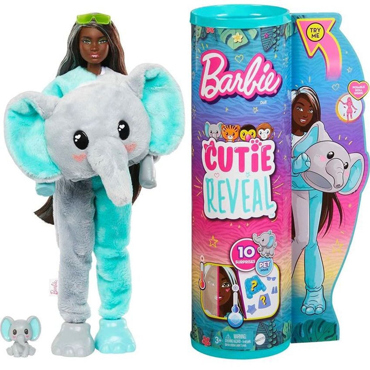 BARBIE - Muñeca con disfraz de peluche barbie cutie reveal elefante