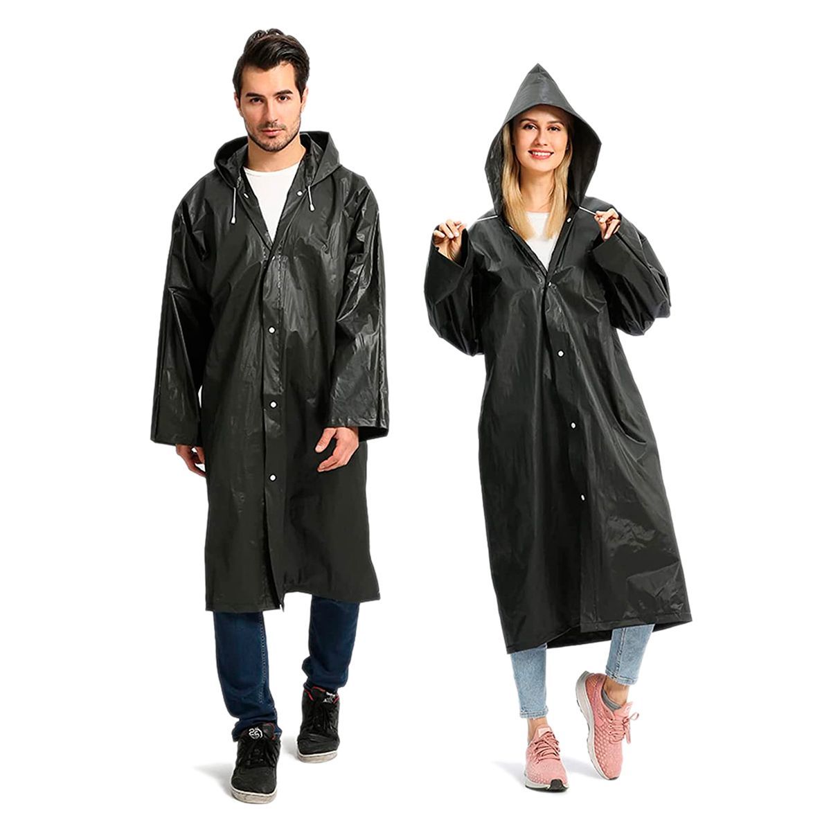 GENERICO - Capa Lluvia Adulto Botones Impermeable Eva Chaqueta Capota