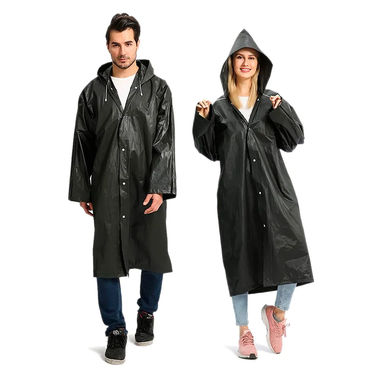 GENERICO - Capa Lluvia Adulto Botones Impermeable Eva Chaqueta Capota