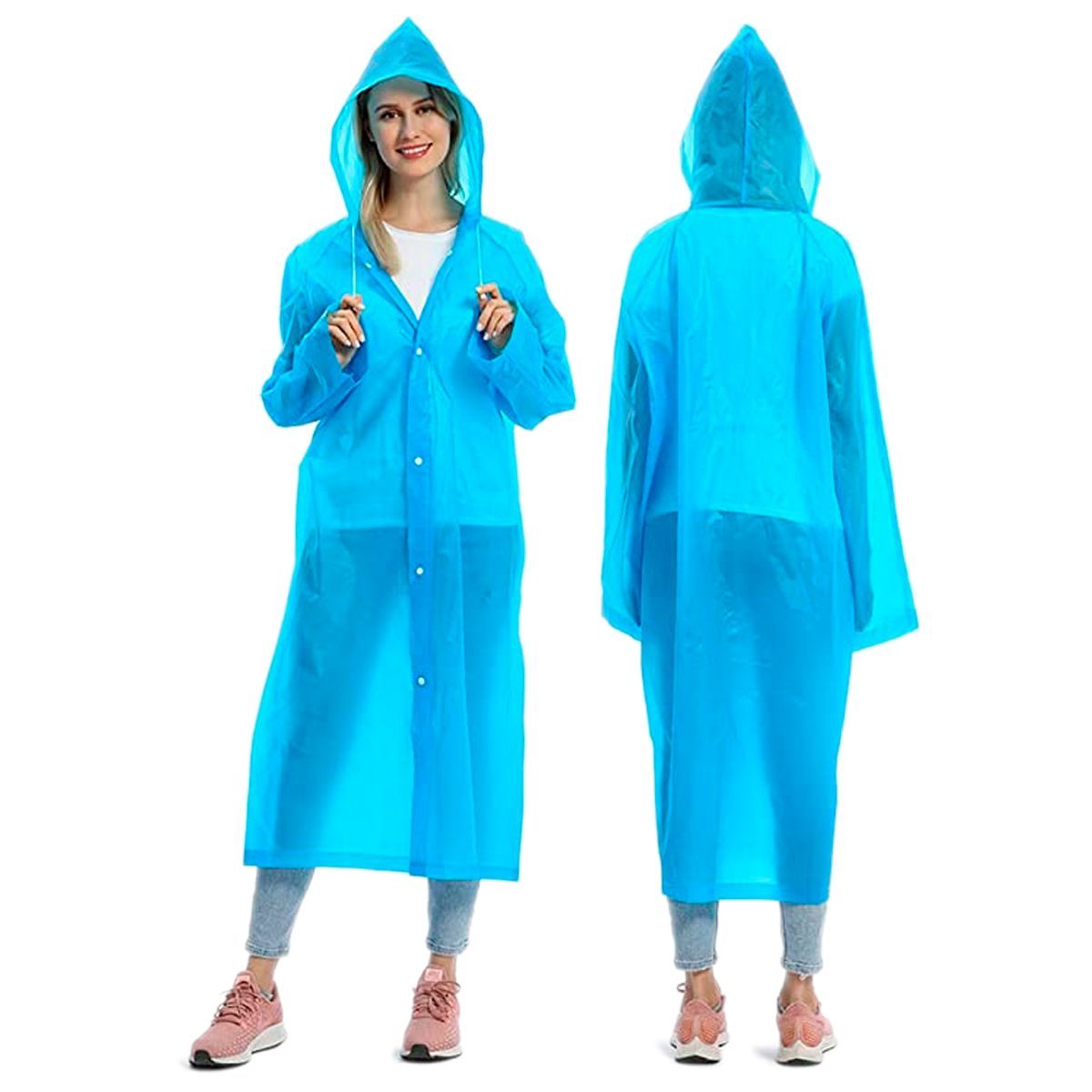 GENERICO - Capa Lluvia Adulto Botones Impermeable Eva Chaqueta Capota