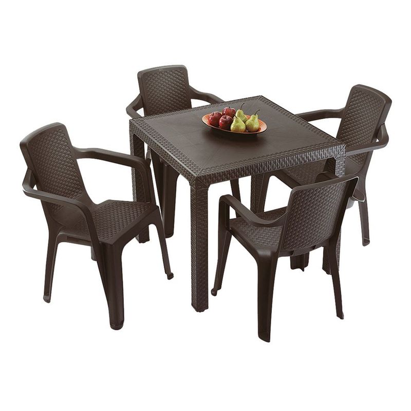 RIMAX - Combo Mesa Eterna + 4 Sillas Eterna Con Brazos Rimax