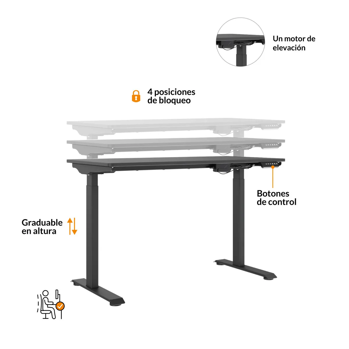 BONNO - Escritorio Regulable Up Negro Bonno