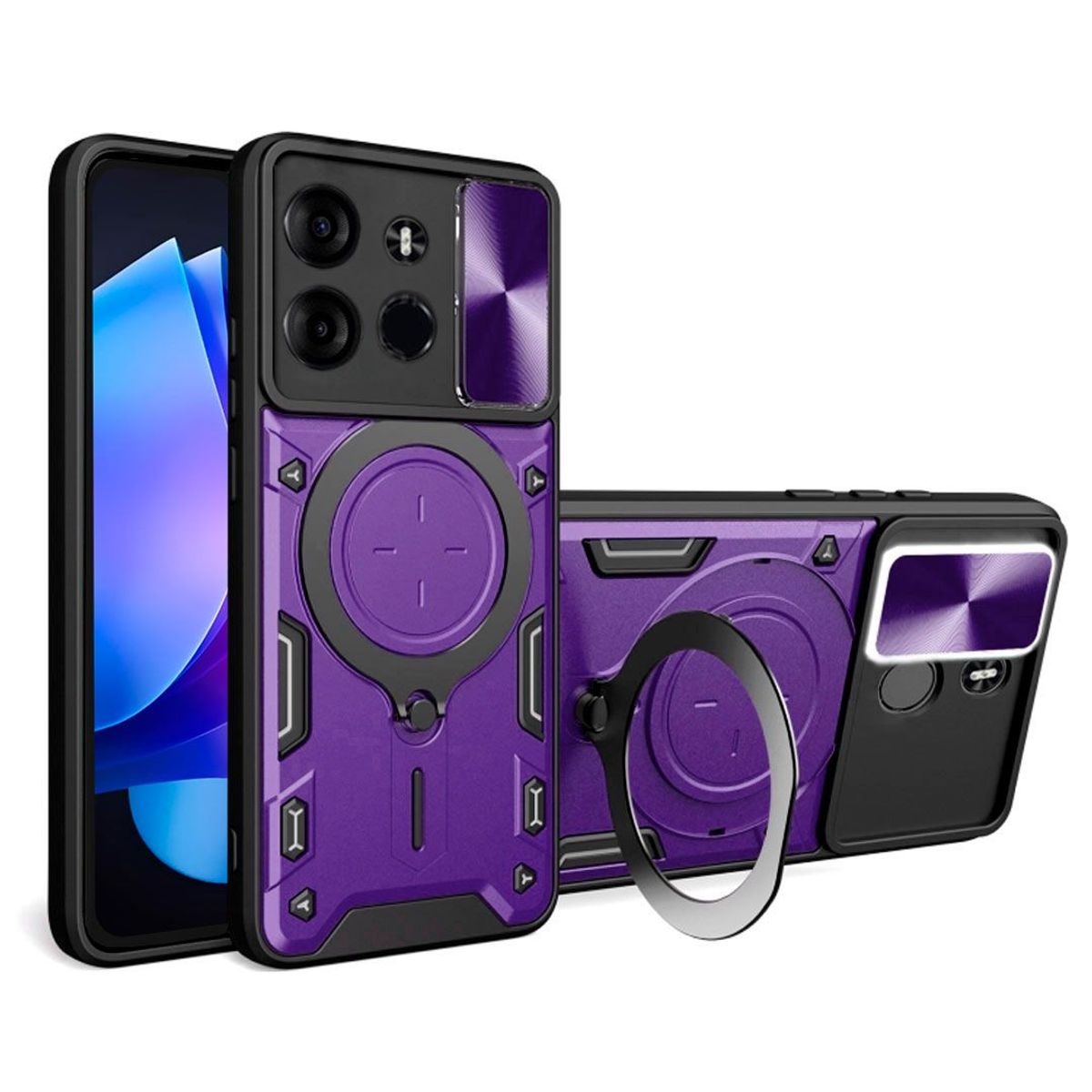 GENERICO - Funda Prot Camara Con Soporte Compatible Tecno Spark Go 2023 Morado