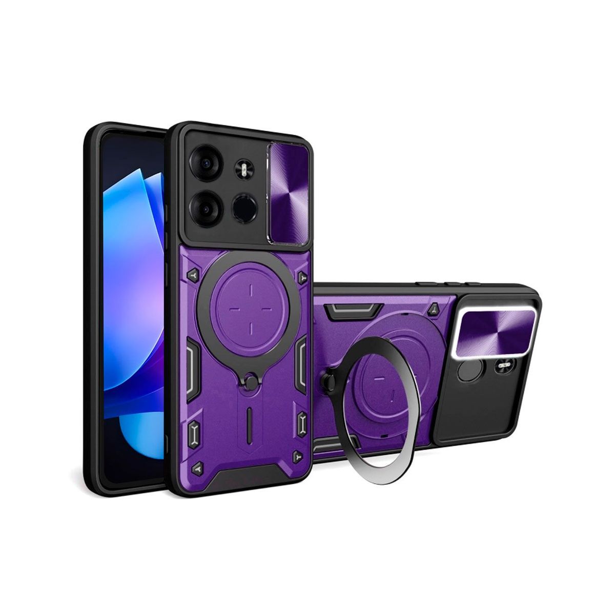 GENERICO - Funda Prot Camara Con Soporte Compatible Tecno Spark Go 2023 Morado