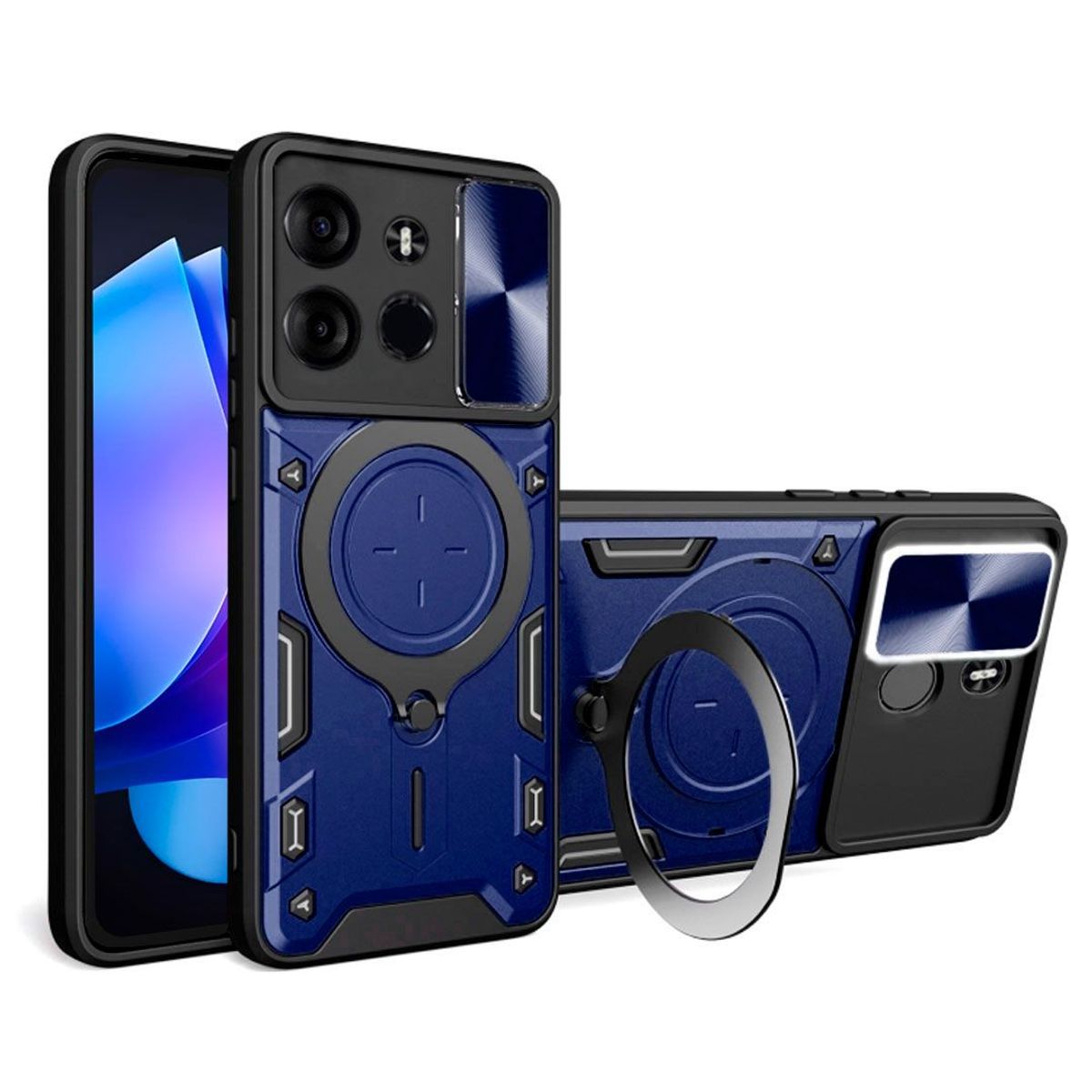 GENERICO - Funda Prot Camara Con Soporte Compatible Tecno Spark Go 2023 Azul