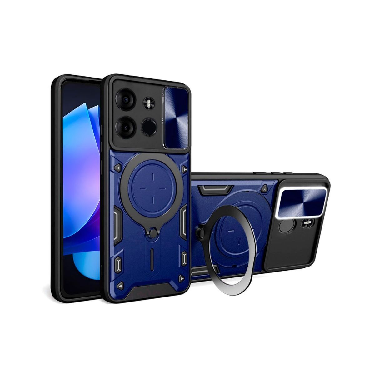 GENERICO - Funda Prot Camara Con Soporte Compatible Tecno Spark Go 2023 Azul