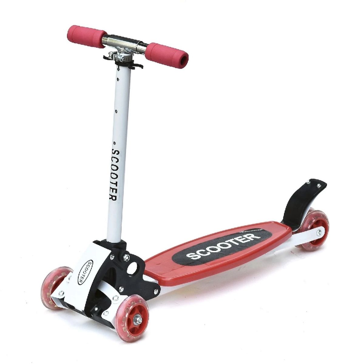 BABY ON - Patineta monopatín Scooter 4 Ruedas Plegable Aluminio Rojo