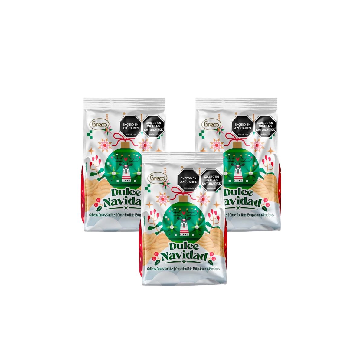 GENERICO - Galletas Navideñas Greco Dulce Navidad 125 g X 3 U.