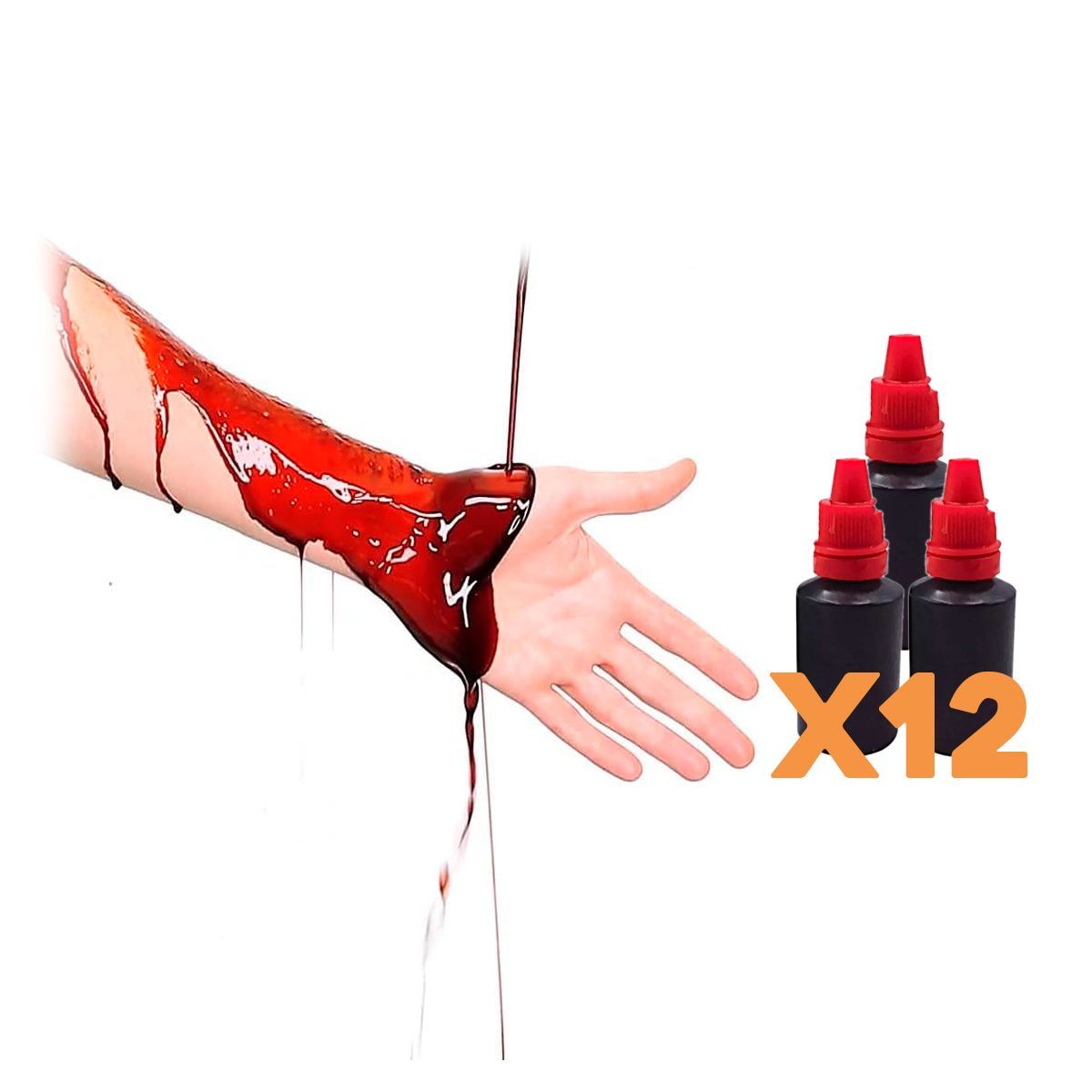 GENERICO - Sangre Falsa Artificial Maquillaje Halloween Disfraz X12 Und