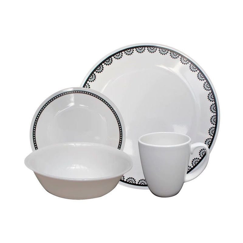 CORELLE - Vajilla 4 Puestos 16 Piezas Corelle Black And White
