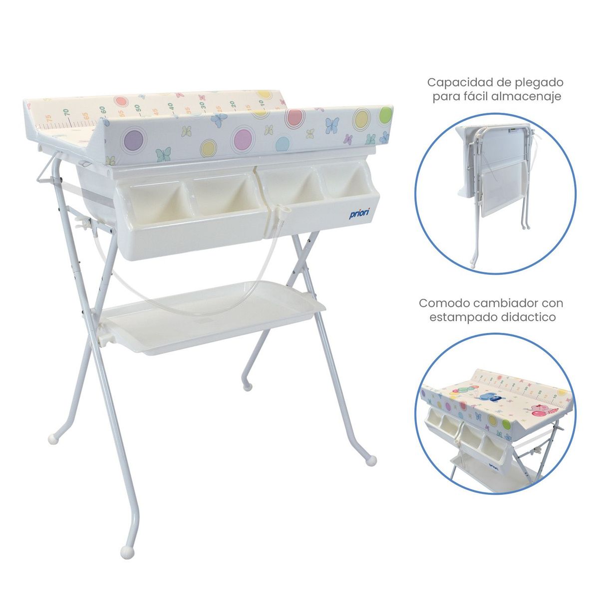 PRIORI - Bañera Bebé Con Cambiador y Organizador Bali Priori Niña