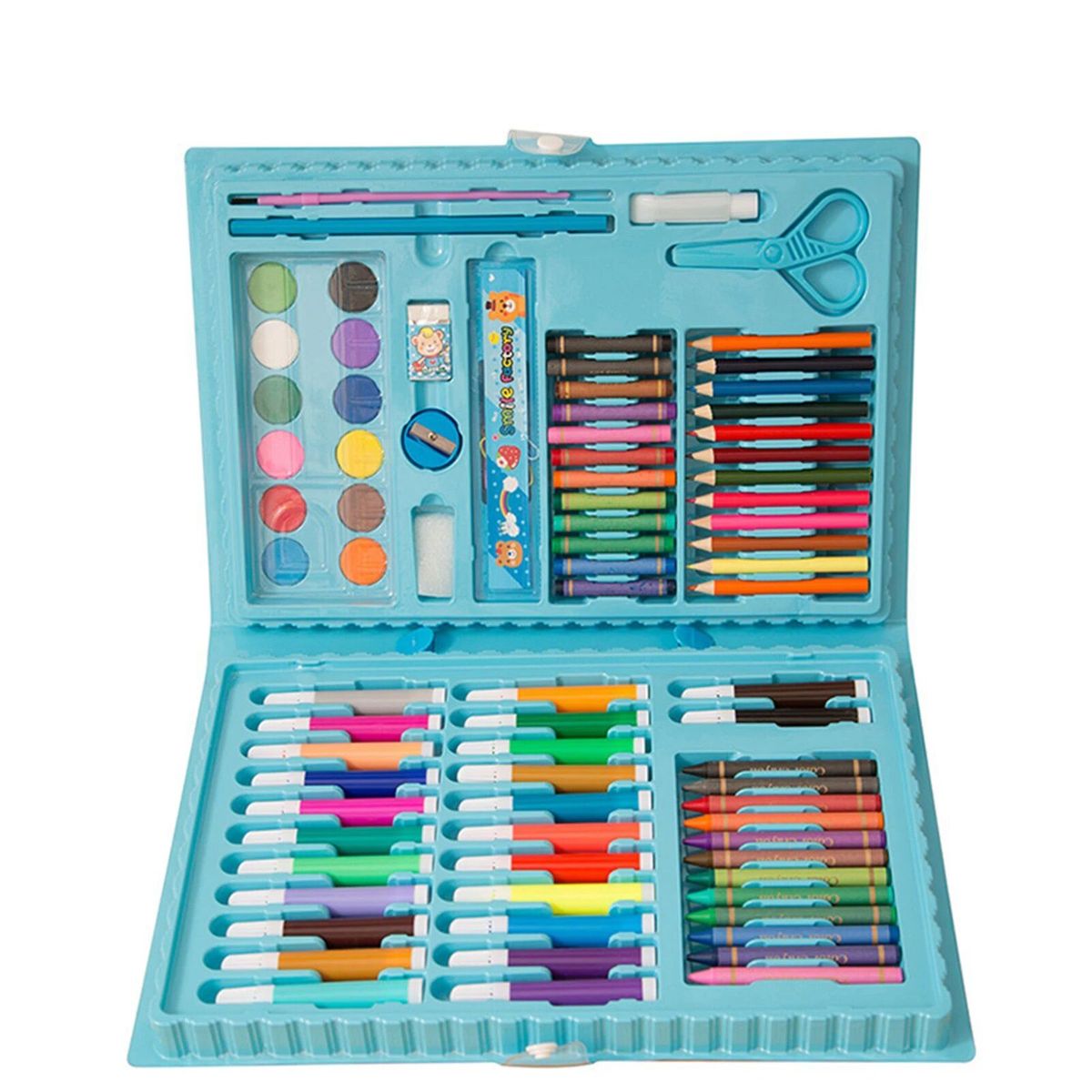GENERICO - Set De Colores Marcadores Arte Dibujo 86 Piezas Azul.